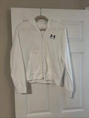 Under Armour White Zip Hoodie with Black Logo